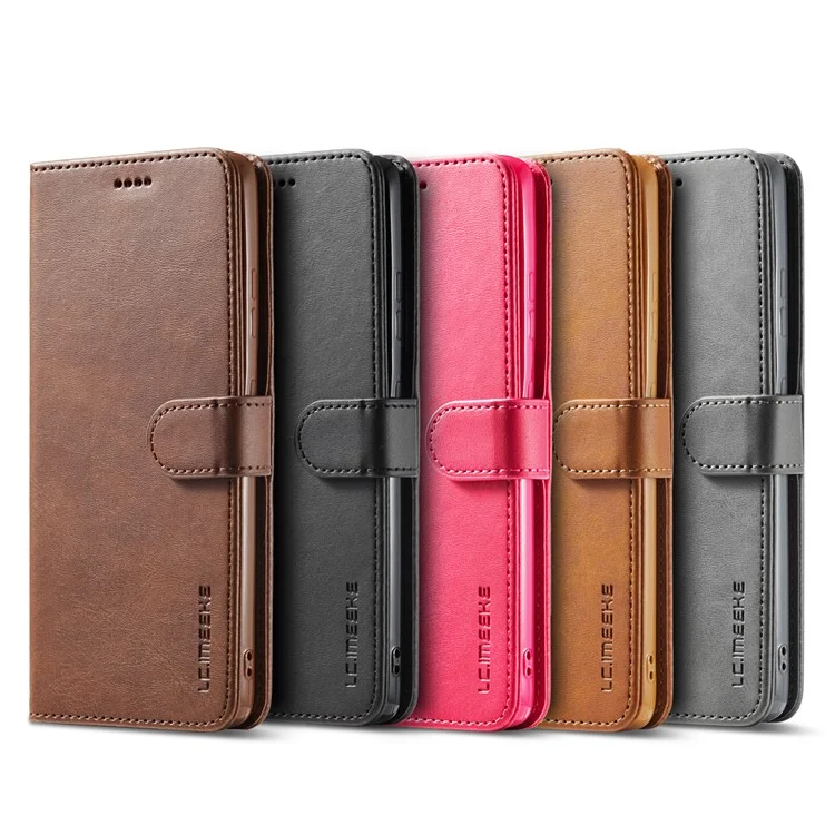 LC.IMEEKE para Samsung Galaxy S21 Ultra 5G Funda protectora de cartera de diseño de cuero ajustable - Negro