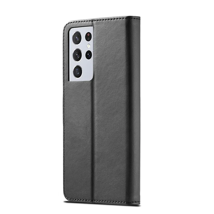 LC.IMEEKE para Samsung Galaxy S21 Ultra 5G Funda protectora de cartera de diseño de cuero ajustable - Negro