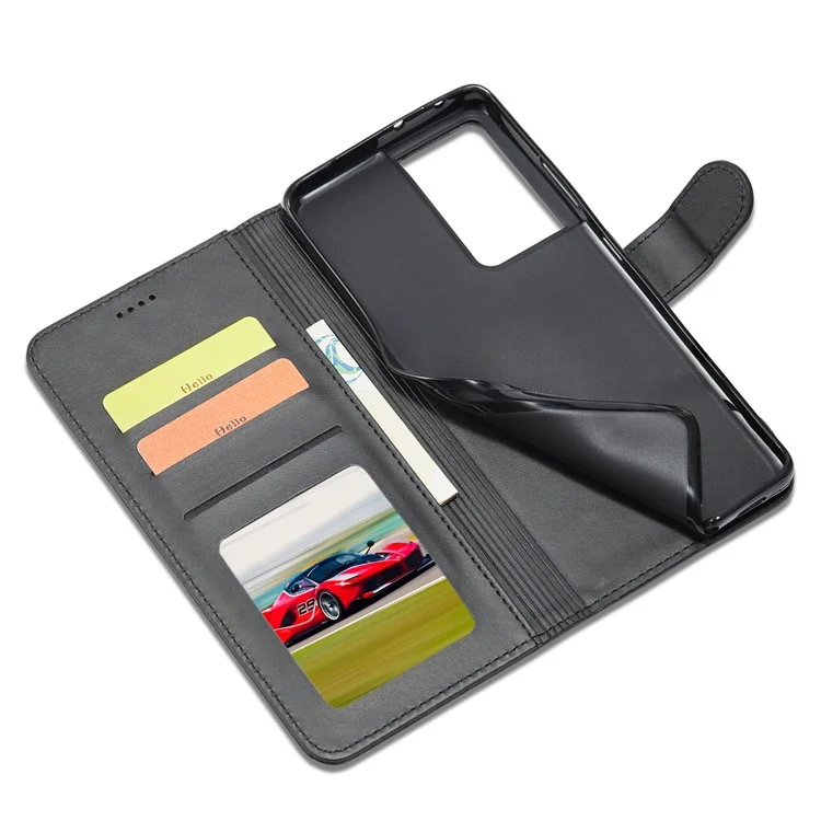 Lc. Imeeke Pour Samsung Galaxy S21 Ultra 5G Réglable Stand Protective en Cuir Portefeuille Conception - le Noir