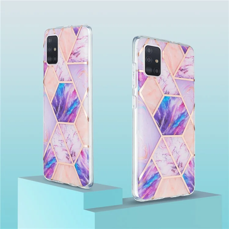 Чехол-накладка для Samsung Galaxy A51 SM-A515 с мраморным узором и электрохимическим нанесением, светло-фиолетовый