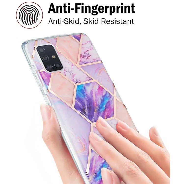 Чехол-накладка для Samsung Galaxy A51 SM-A515 с мраморным узором и электрохимическим нанесением, светло-фиолетовый
