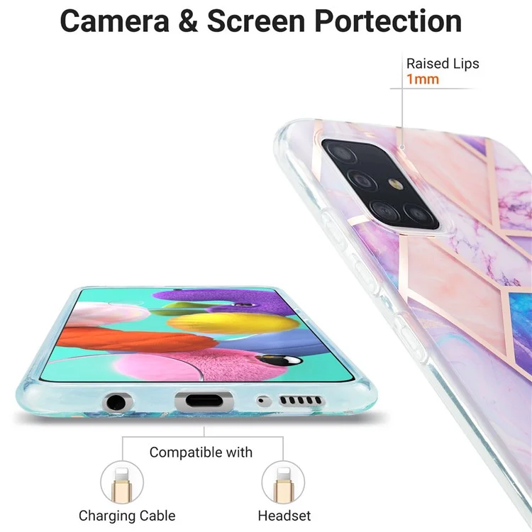 Чехол-накладка для Samsung Galaxy A51 SM-A515 с мраморным узором и электрохимическим нанесением, светло-фиолетовый