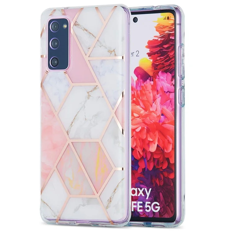 IML IMD Marble Pattern 2.0mm TPU Phone Cover Case Electroplating per Samsung Galaxy S20 FE 4G/FE 5G/S20 Lite/S20 FE 2022 - Rosa