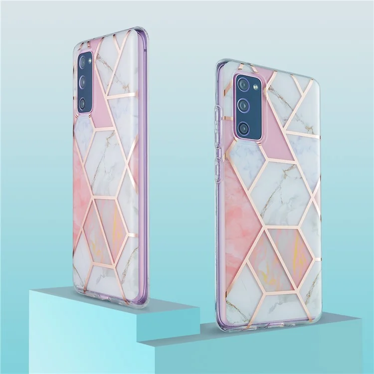 IML IMD Marble Pattern 2.0mm TPU Phone Cover Case Electroplating for Samsung Galaxy S20 FE 4G/FE 5G/S20 Lite/S20 FE 2022  - Pink