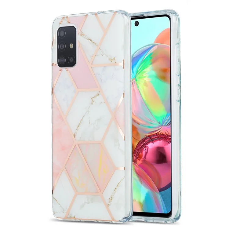 Electroplating Marble Pattern IML IMD Case para Samsung Galaxy A71 SM-A715 Funda Protectora de TPU para Teléfono - Rosa