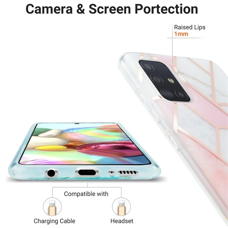 Electroplating Marble Pattern IML IMD Case para Samsung Galaxy A71 SM-A715 Funda Protectora de TPU para Teléfono - Rosa