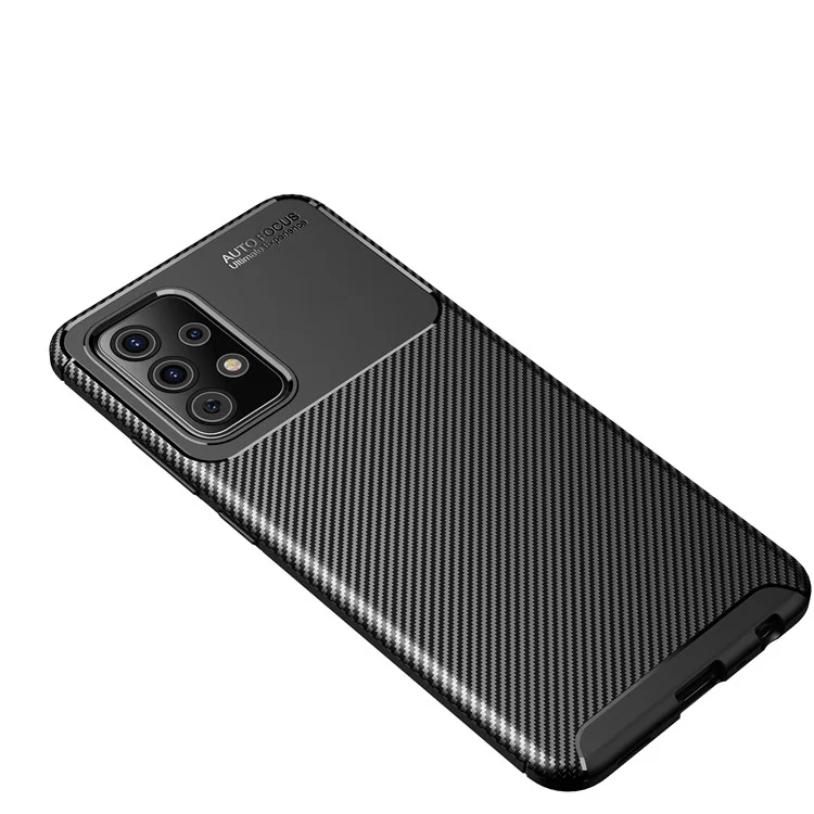 Pour Samsung Galaxy A52 4G/5G / A52s 5G Résistant aux chocs Texture de fibre de carbone Surface TPU Étui de téléphone portable - Noir