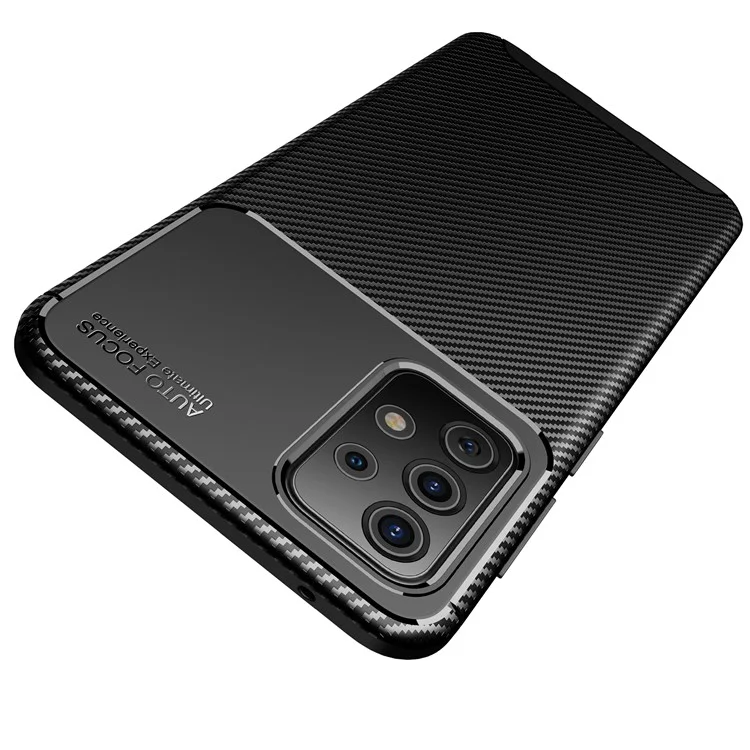 Pour Samsung Galaxy A52 4G/5G / A52s 5G Résistant aux chocs Texture de fibre de carbone Surface TPU Étui de téléphone portable - Noir