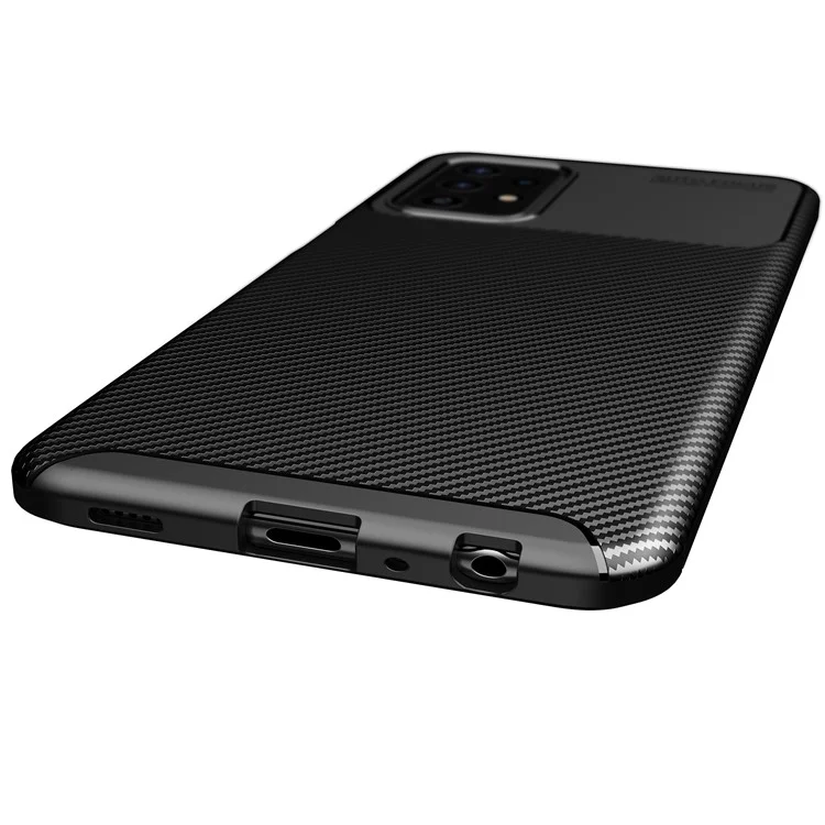Pour Samsung Galaxy A52 4G/5G / A52s 5G Résistant aux chocs Texture de fibre de carbone Surface TPU Étui de téléphone portable - Noir