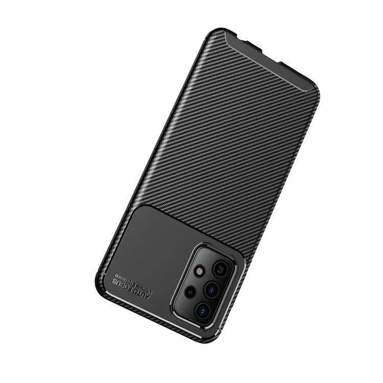 Pour Samsung Galaxy A52 4G/5G / A52s 5G Résistant aux chocs Texture de fibre de carbone Surface TPU Étui de téléphone portable - Noir