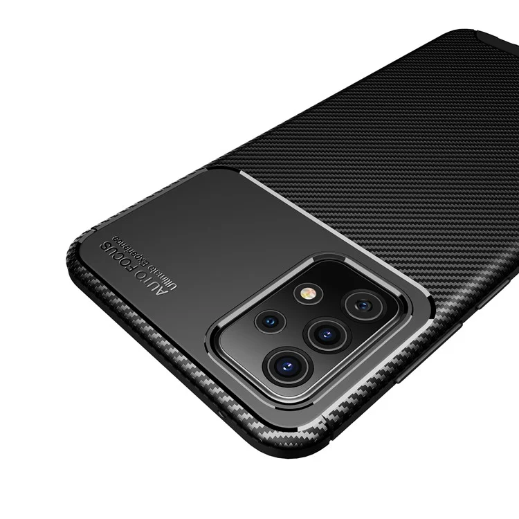 Pour Samsung Galaxy A52 4G/5G / A52s 5G Résistant aux chocs Texture de fibre de carbone Surface TPU Étui de téléphone portable - Noir