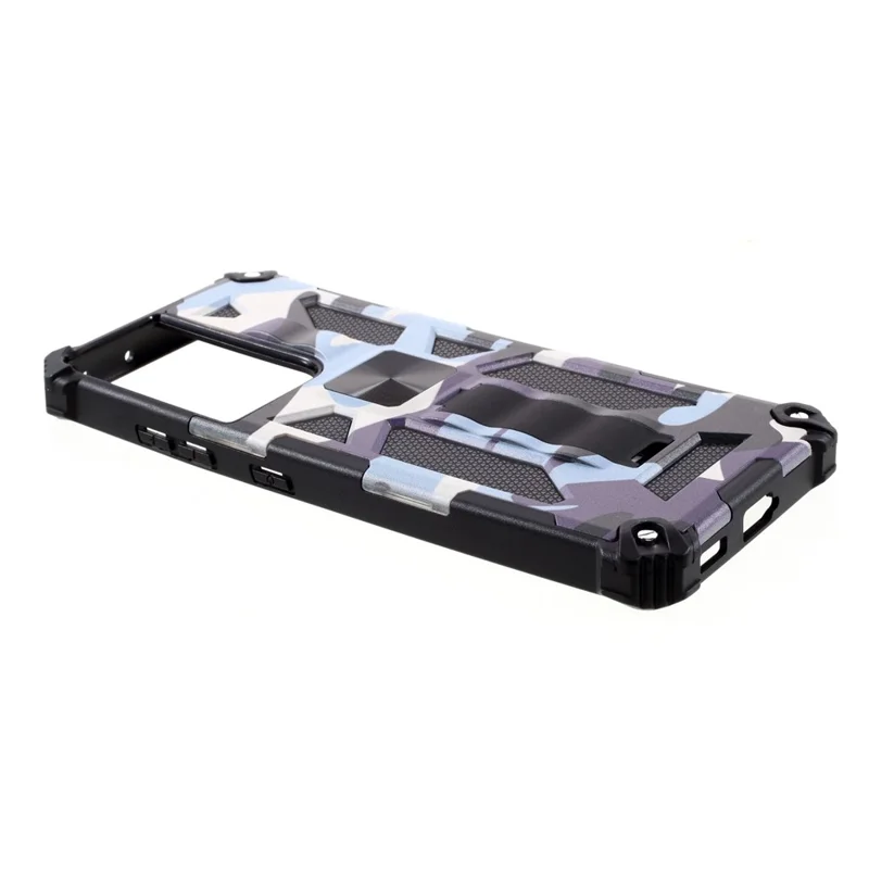 Detachable 2 in 1 Magnet Sheet Camouflage Design Protective Shell for Samsung Galaxy S21 Ultra 5G - Navy Blue