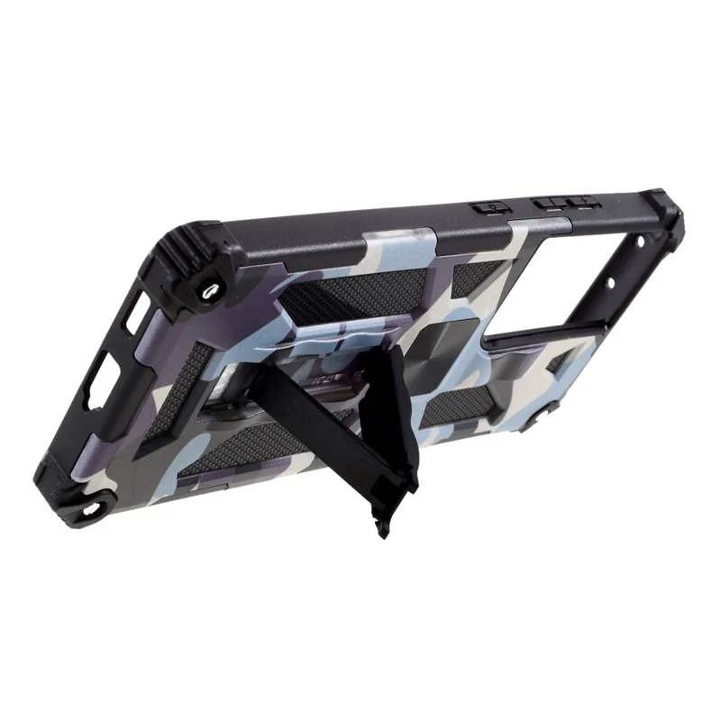 Detachable 2 in 1 Magnet Sheet Camouflage Design Protective Shell for Samsung Galaxy S21 Ultra 5G - Navy Blue