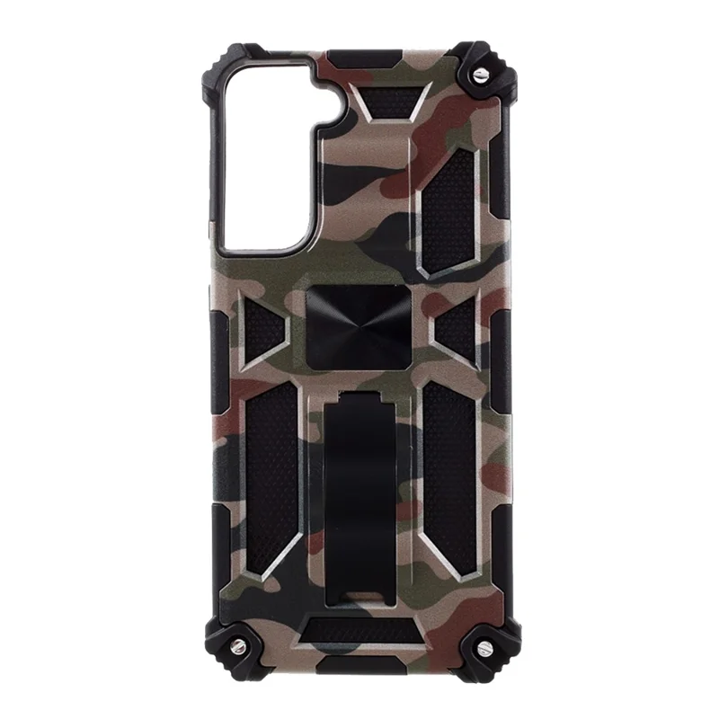 Camouflage Design Hybrid Phone Protective Shell Shock Absorption for Samsung Galaxy S21 4G/5G - Army Green