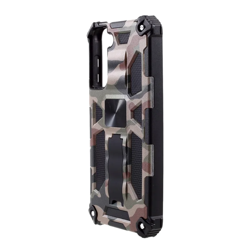 Camouflage Design Hybrid Phone Protective Shell Shock Absorption for Samsung Galaxy S21 4G/5G - Army Green