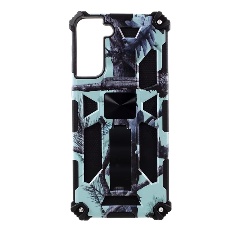 Camouflage Design TPU + PC Phone Shock Absorption Protective Shell for Samsung Galaxy S21 Plus 5G - Sky Blue