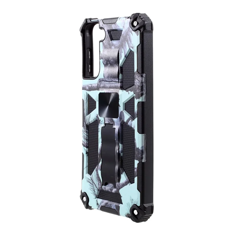 Camouflage Design TPU + PC Phone Shock Absorption Protective Shell for Samsung Galaxy S21 Plus 5G - Sky Blue