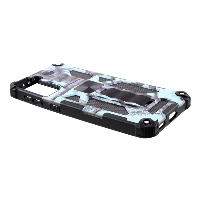 Camouflage Design TPU + PC Phone Shock Absorption Protective Shell for Samsung Galaxy S21 Plus 5G - Sky Blue