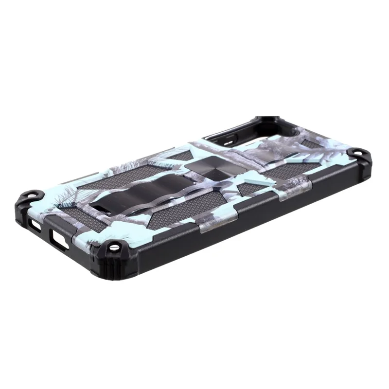 Camouflage Design TPU + PC Phone Shock Absorption Protective Shell for Samsung Galaxy S21 Plus 5G - Sky Blue