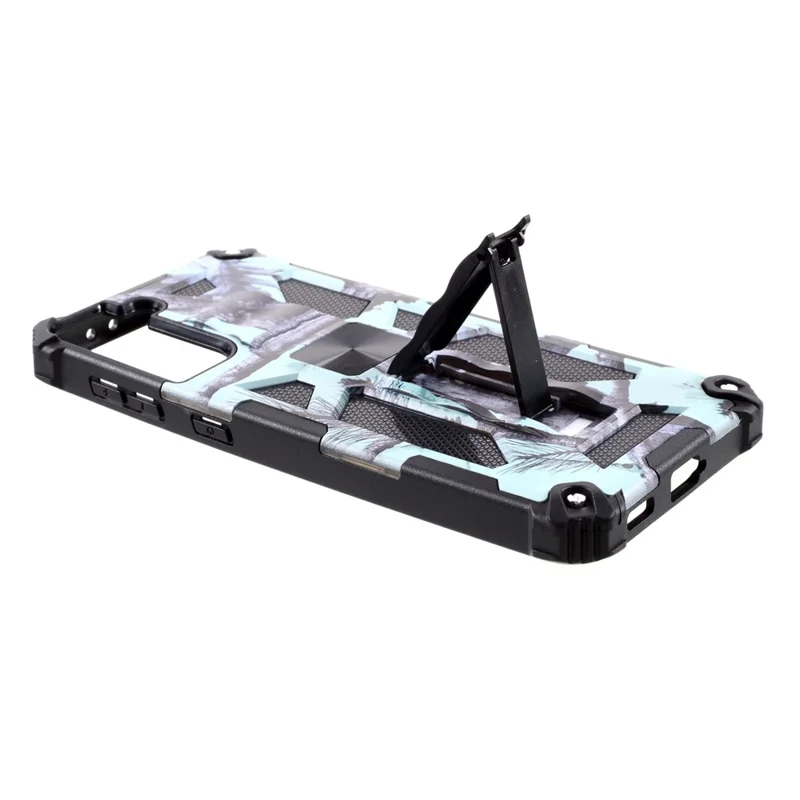 Camouflage Design TPU + PC Phone Shock Absorption Protective Shell for Samsung Galaxy S21 Plus 5G - Sky Blue