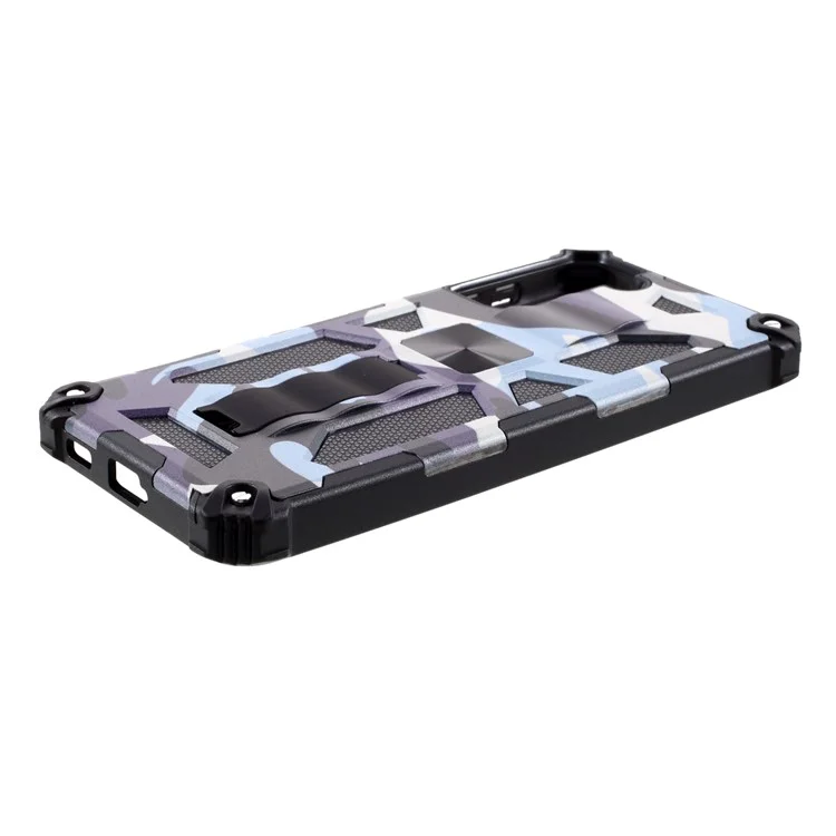 Design de Camuflagem TPU + PC Chogo de Choque de Choque de Chopa de Proteção Para Samsung Galaxy S21 Plus 5G - Azul Marinho