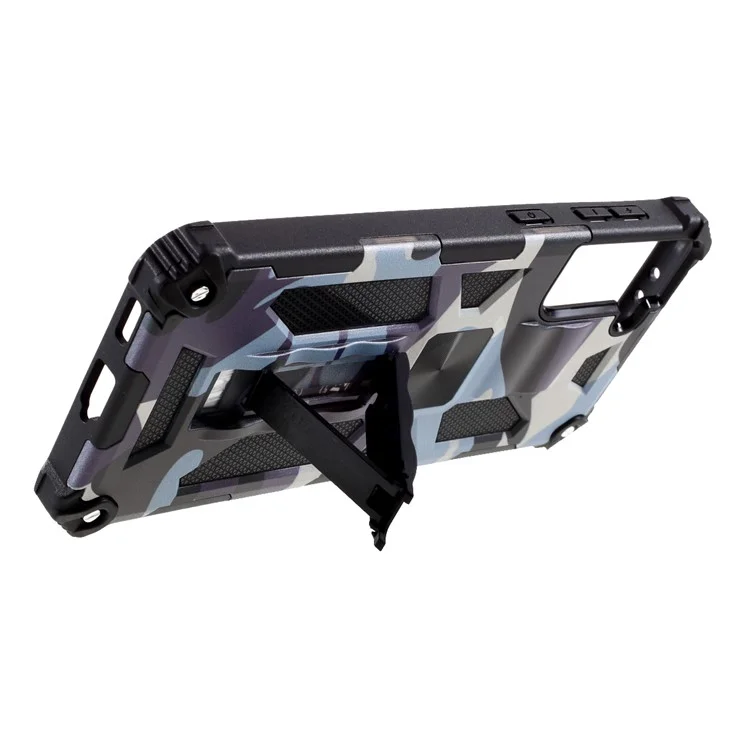 Design de Camuflagem TPU + PC Chogo de Choque de Choque de Chopa de Proteção Para Samsung Galaxy S21 Plus 5G - Azul Marinho