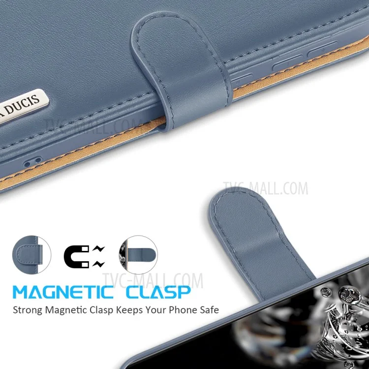 DUX DUCIS für Samsung Galaxy S21 4G/5G Hivo-Serie Anti-Scratch Wallet Stand Split Leder Handyhülle Klapphülle - Blau
