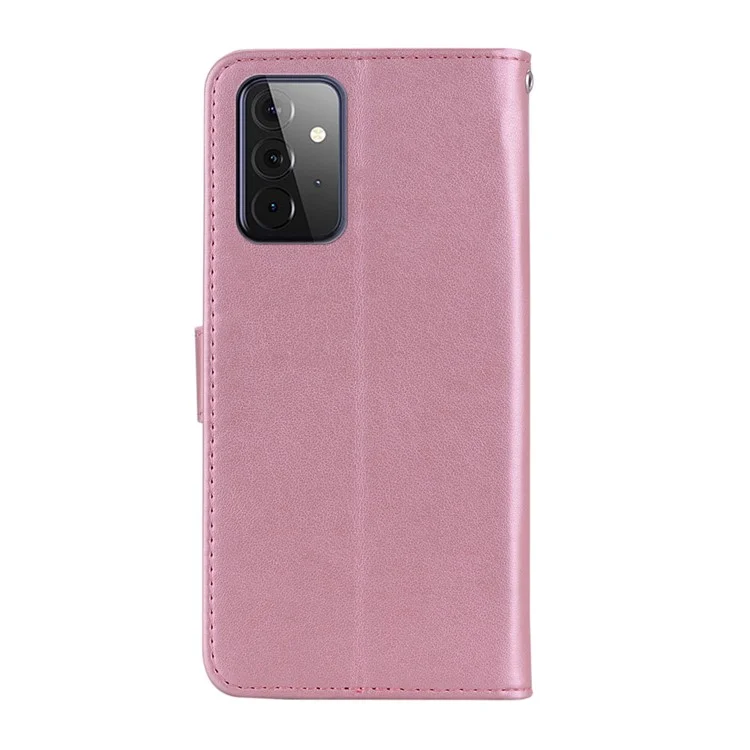 Étui de téléphone en cuir avec décoration de strass en forme de hibou pour Samsung Galaxy A72 5G / A72 4G - Or rose