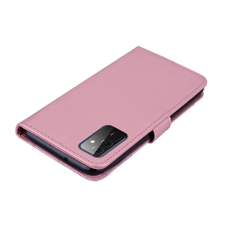 Étui de téléphone en cuir avec décoration de strass en forme de hibou pour Samsung Galaxy A72 5G / A72 4G - Or rose