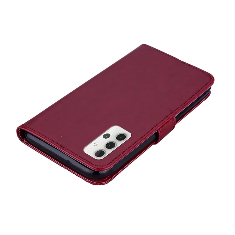 Imprint Flower Owl Pattern Stand Leather Wallet Case Cover for Samsung Galaxy A32 5G/M32 5G - Red
