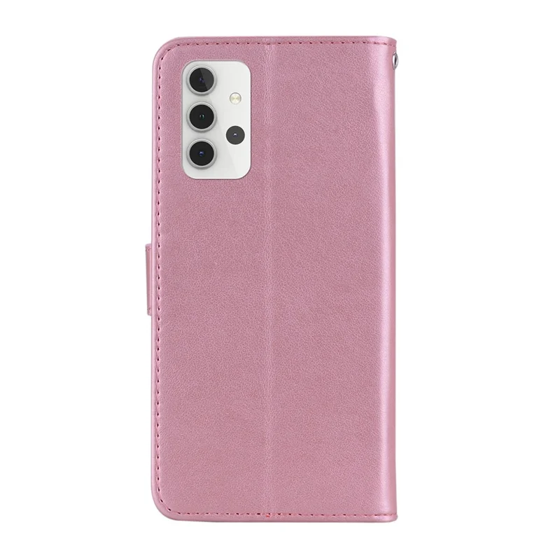 Imprint Flower Owl Pattern Stand Leather Wallet Case Cover for Samsung Galaxy A32 5G/M32 5G - Rose Gold