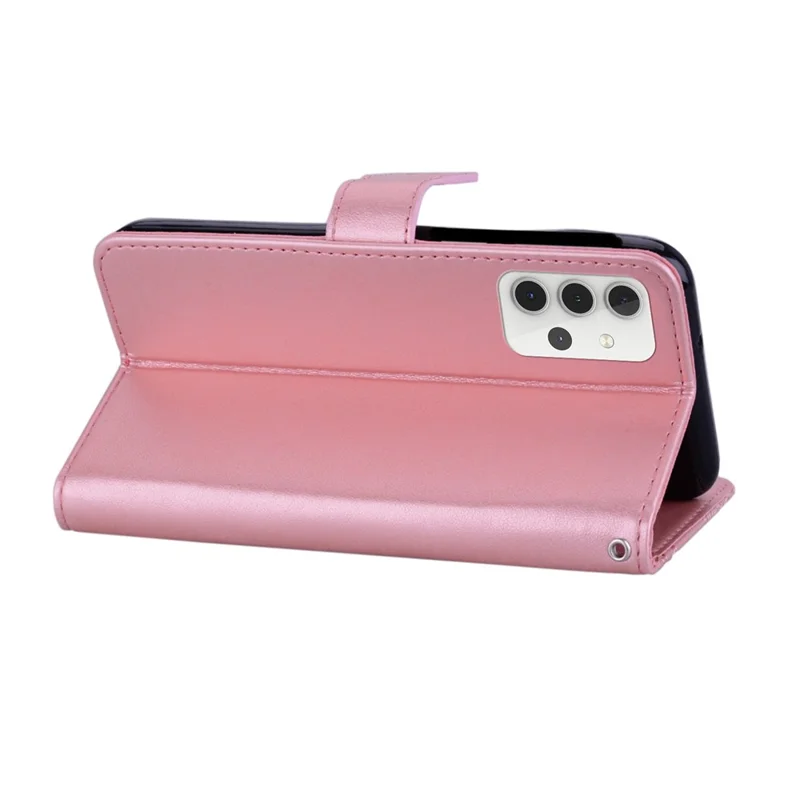 Imprint Flower Owl Pattern Stand Leather Wallet Case Cover for Samsung Galaxy A32 5G/M32 5G - Rose Gold