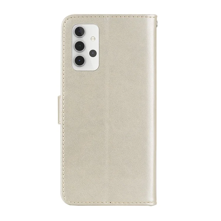 Prägung Blume Eule Muster Lederbrieftasche Hülle für Samsung Galaxy A32 5G/M32 5G - Gold