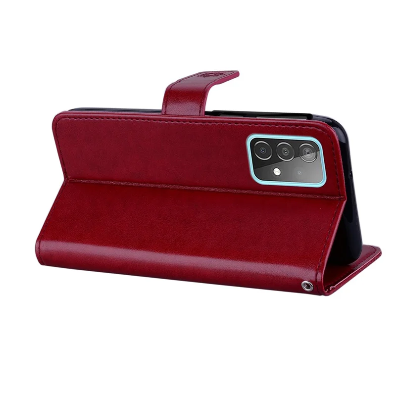 Owl Imprint Rhinestone Decor Wallet Leather Cover for Samsung Galaxy A52 4G/5G / A52s 5G Stand Shell - Red