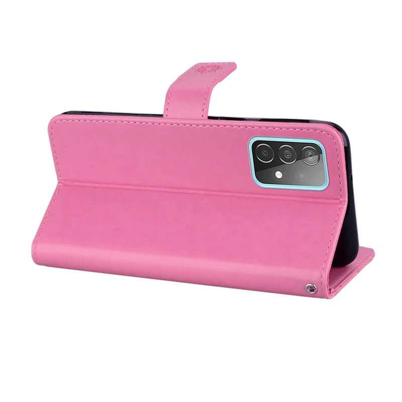 Owl Imprint Rhinestone Decor Wallet Leather Cover for Samsung Galaxy A52 4G/5G / A52s 5G Stand Shell - Pink