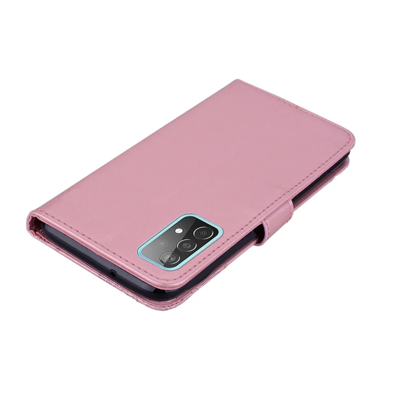 Owl Imprint Rhinestone Decor Wallet Leather Cover for Samsung Galaxy A52 4G/5G / A52s 5G Stand Shell - Rose Gold