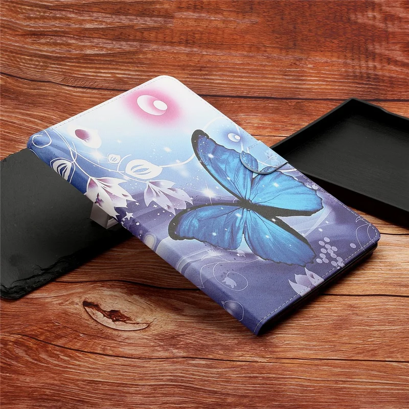 Funda de tableta de cuero PU + TPU con estampado de patrón y soporte con ranura para tarjetas para Samsung Galaxy Tab A7 10.4 (2020) / (2022) T500 - Mariposa