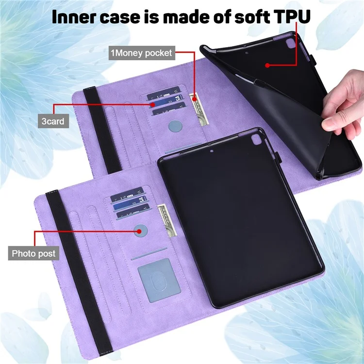 Coque de protection pour tablette à motif floral imprimé en cuir avec support pour Samsung Galaxy Tab A7 10.4 (2022) / (2020) - Violet