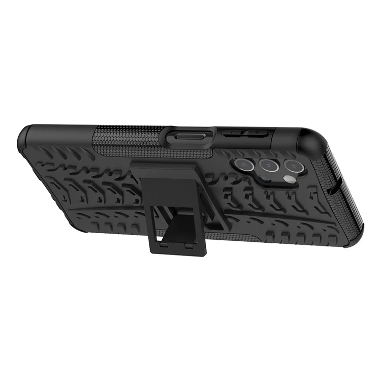 Klappbarer Kickstand für Samsung Galaxy A32 5G/M32 5G Coole Reifen PC + TPU Hybrid Shell Case - Schwarz