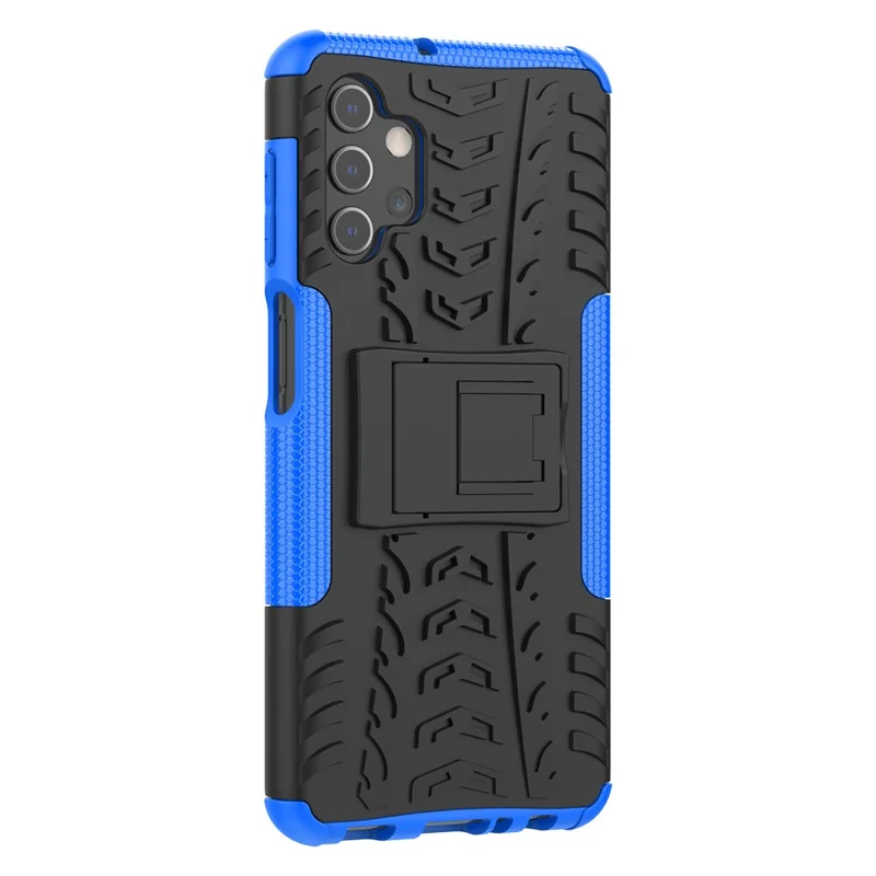 Foldable Kickstand for Samsung Galaxy A32 5G/M32 5G Cool Tyre PC + TPU Hybrid Shell Case - Blue