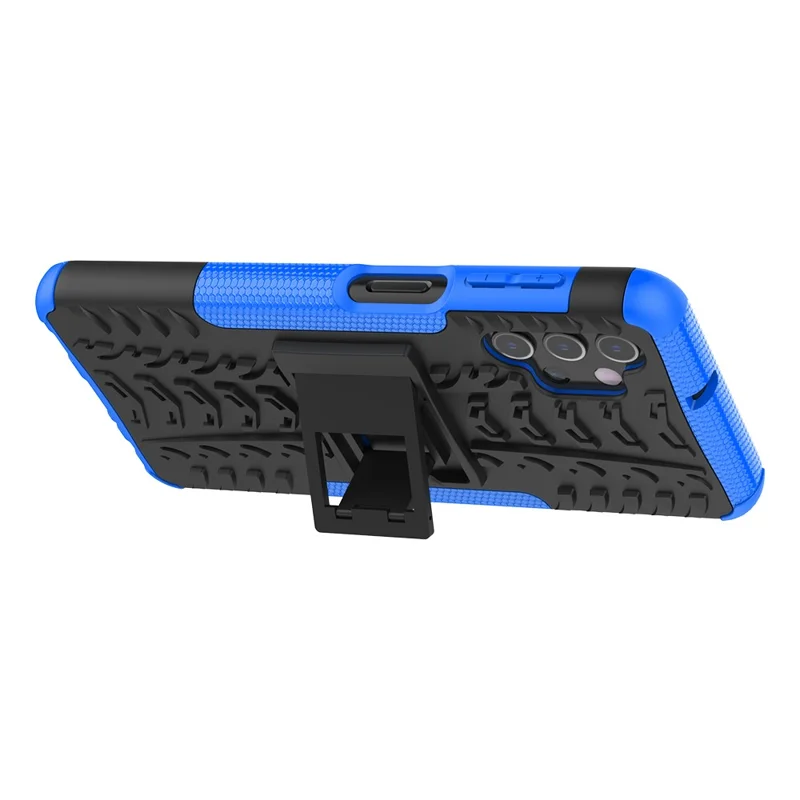Foldable Kickstand for Samsung Galaxy A32 5G/M32 5G Cool Tyre PC + TPU Hybrid Shell Case - Blue