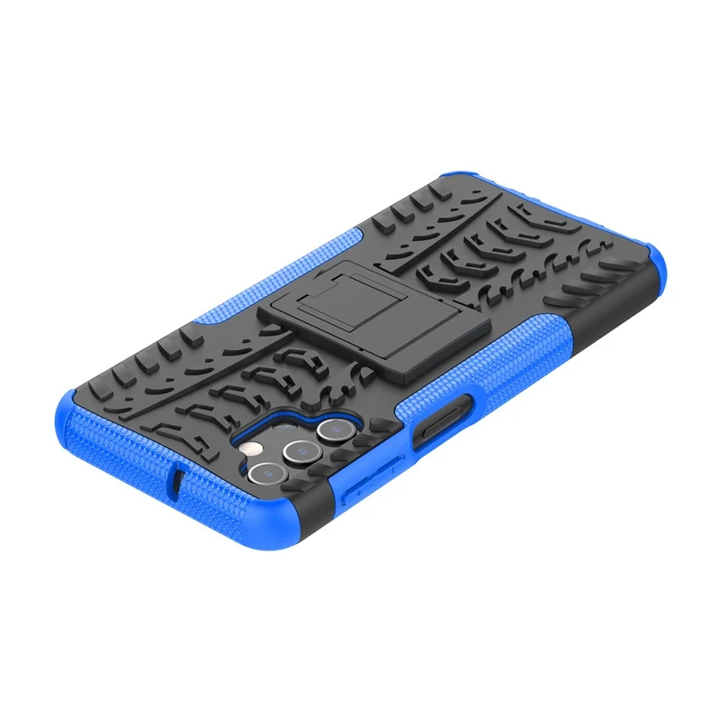 Foldable Kickstand for Samsung Galaxy A32 5G/M32 5G Cool Tyre PC + TPU Hybrid Shell Case - Blue