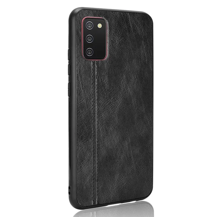 PU Leather Coated Hybrid Mobile Phone Case Stitching Design for Samsung Galaxy A02s (164.2x75.9x9.1mm) - Black