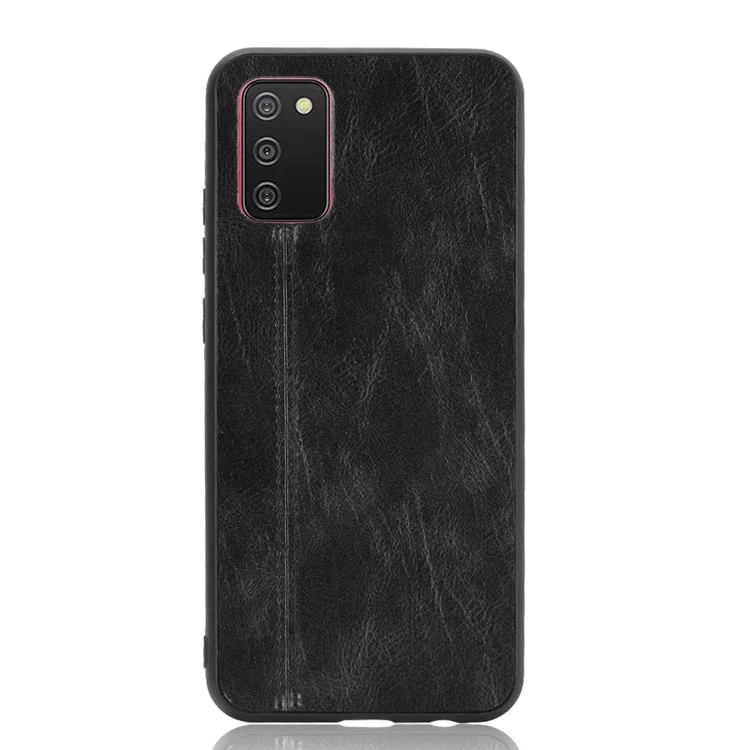 PU Leather Coated Hybrid Mobile Phone Case Stitching Design for Samsung Galaxy A02s (164.2x75.9x9.1mm) - Black