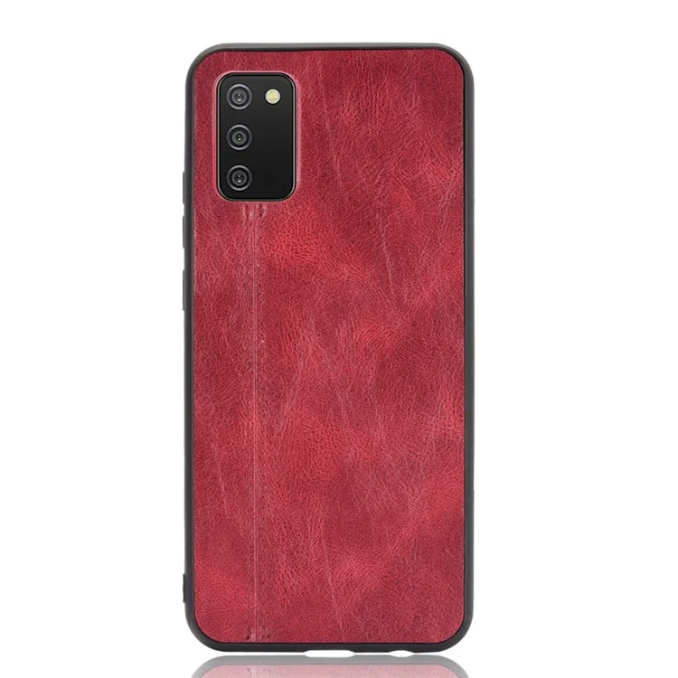 PU Leder Beschichtete Hybrid -mobiltelefonhülle Stitching Design Für Samsung Galaxy A02s (164.2x75.9x9.1mm) - Rot