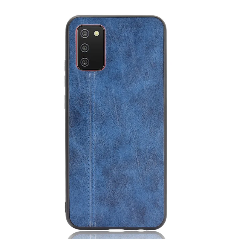 PU Leather Coated Hybrid Mobile Phone Case Stitching Design for Samsung Galaxy A02s (164.2mm) - Blue