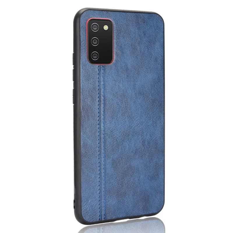 PU Leather Coated Hybrid Mobile Phone Case Stitching Design for Samsung Galaxy A02s (164.2mm) - Blue