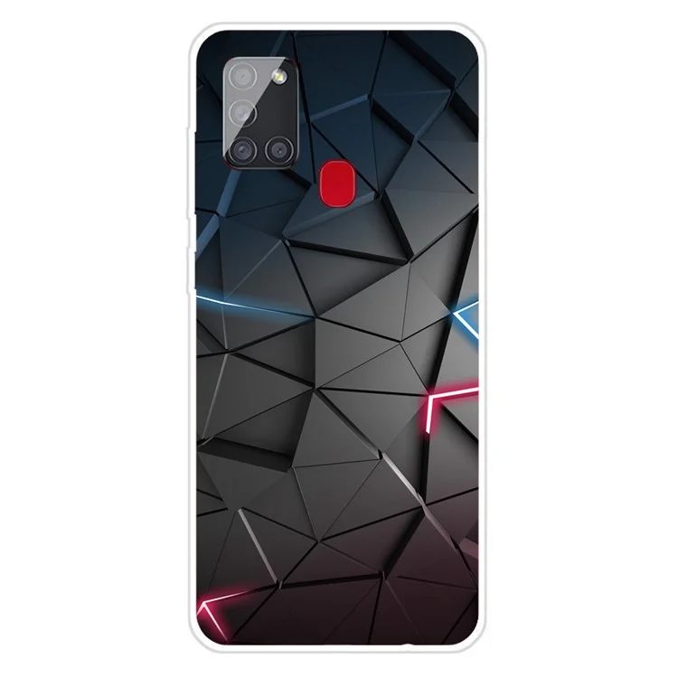 For Samsung Galaxy A21s Pattern Printing Flexible TPU Phone Case - Black/Triangle