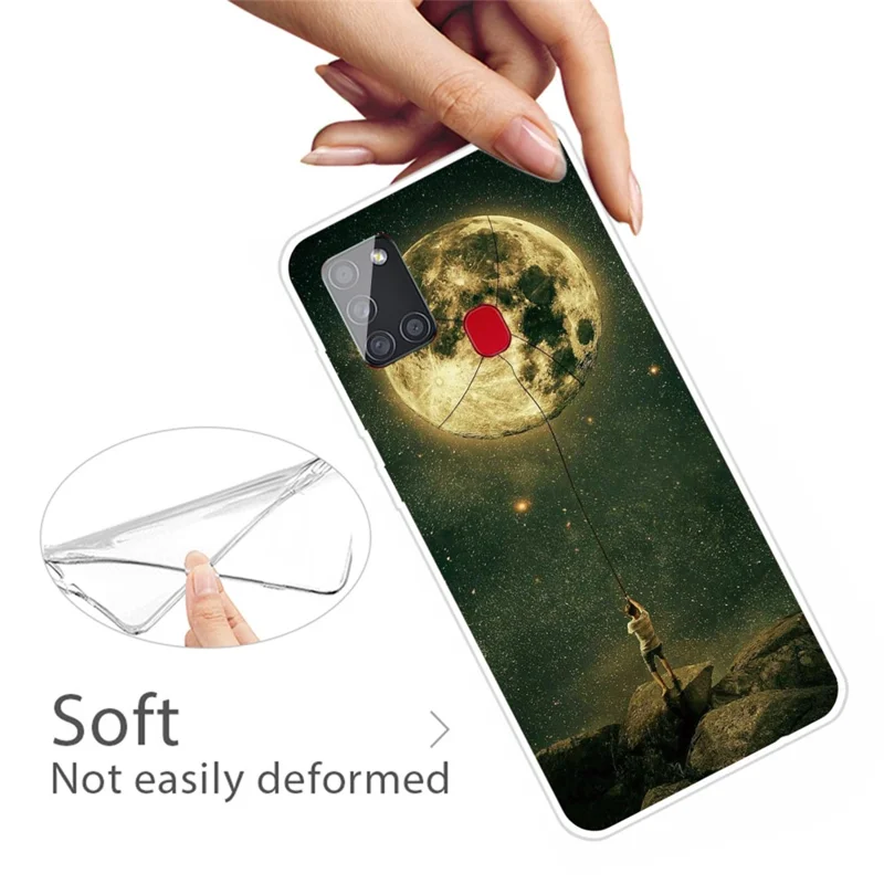 For Samsung Galaxy A21s Pattern Printing Flexible TPU Phone Case - Moon