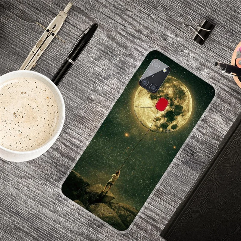 For Samsung Galaxy A21s Pattern Printing Flexible TPU Phone Case - Moon